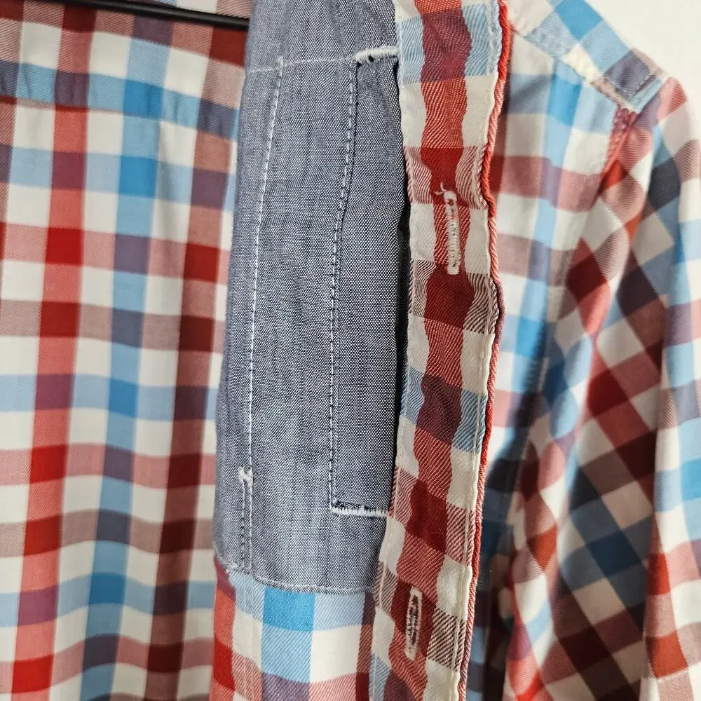 The North Face Button Front Check Shirt Men's‎ M Blue Rust Red